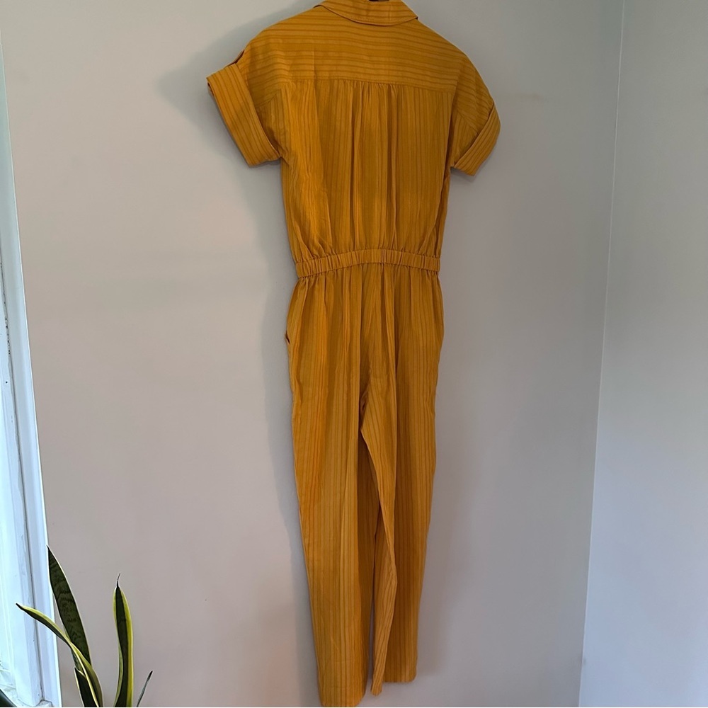Trina Turk Evenfall Jumpsuit Honey Mustard Yellow Short Sleeve Cropped Size XS - Picture 8 of 11